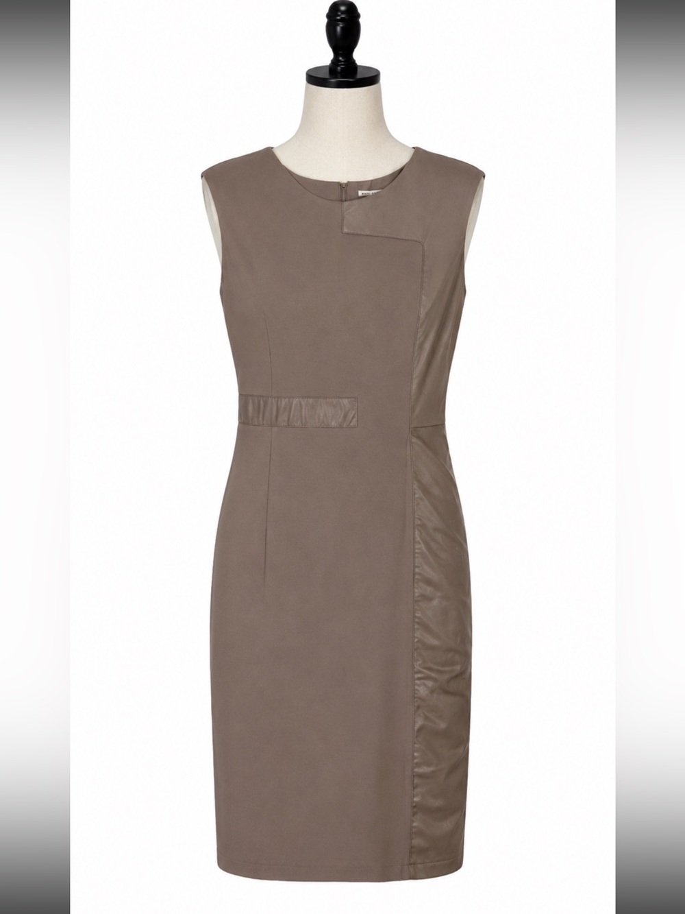 My Tribe Size Medium Ponte Roma A Line Sleeveless Dress Leather Accents
